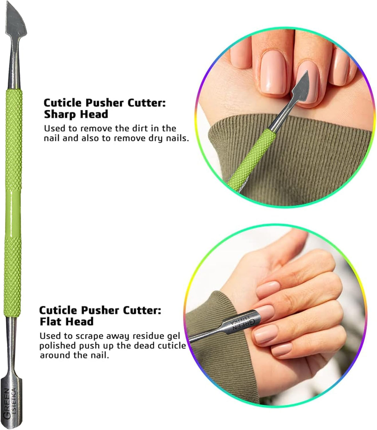Professional Cuticle Trimmer with Cuticle Pusher Nail Cuticle Remover Nipper Silver Stainless Steel
