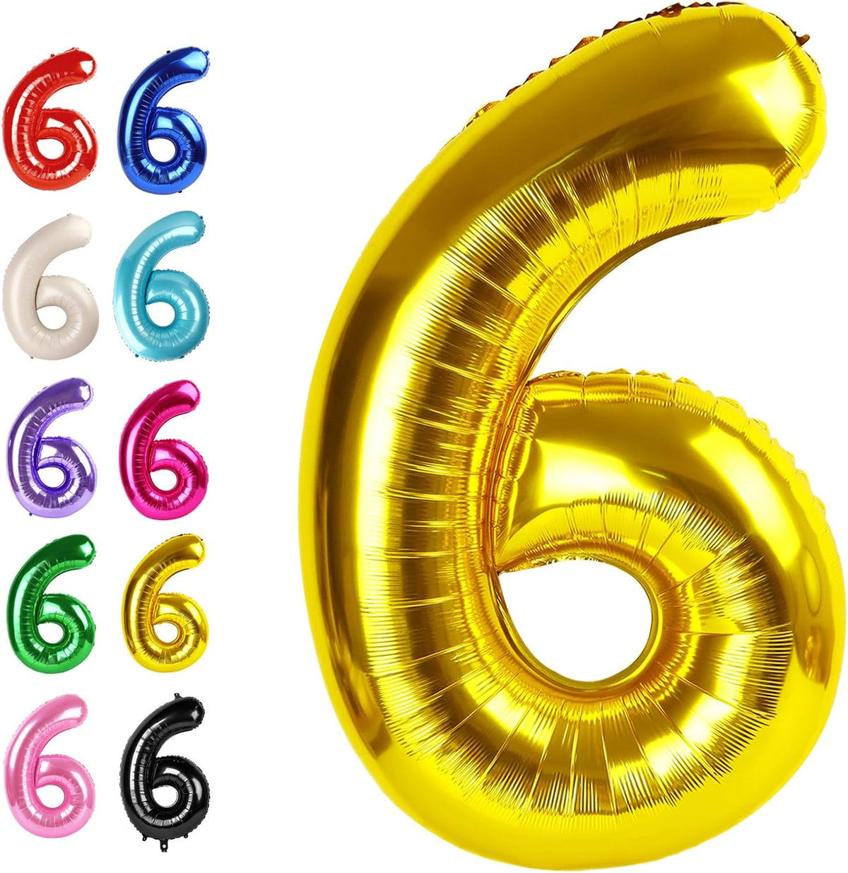 Gold 40 Inch Mylar Foil Number 6 Balloon, Birthday Digital Balloons for 6 16 Boy Girl Party