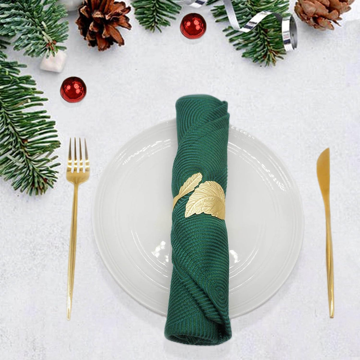 Gold Leaf Napkin Rings Set of 12, Leaves Napkin Rings for Table Setting, Metal Leaf Napkin Holder