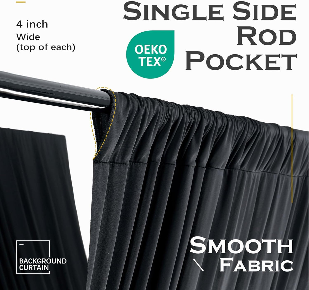 PartyVillage 10ftx40ft Black Ceiling Curtain for Halloween Parties – 2 Panels Wrinkle-Free 40 FT