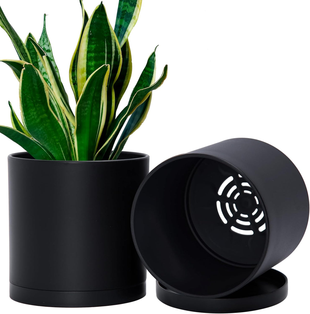 D'vine Dev 2 Pack 6.5 Inch Modern Plastic Plant Pots, Small Garden Planters for Plant with Drainage
