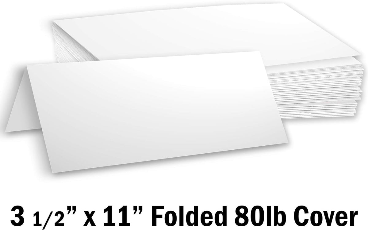 Hamilco Blank Tent Name Place Table Cards 3 1/2" x 11" Folded Card Stock - White Cardstock Paper