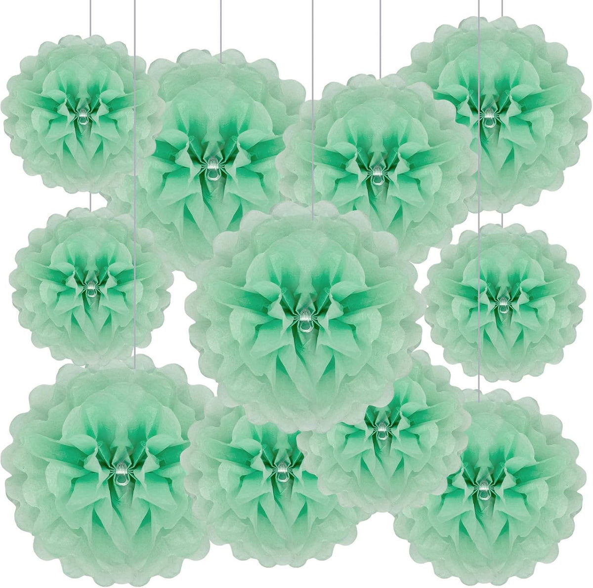 Tissue Paper Pom Poms, Light Green Tissue Paper Flowers, Hanging Flower Balls for Weddings Fiesta