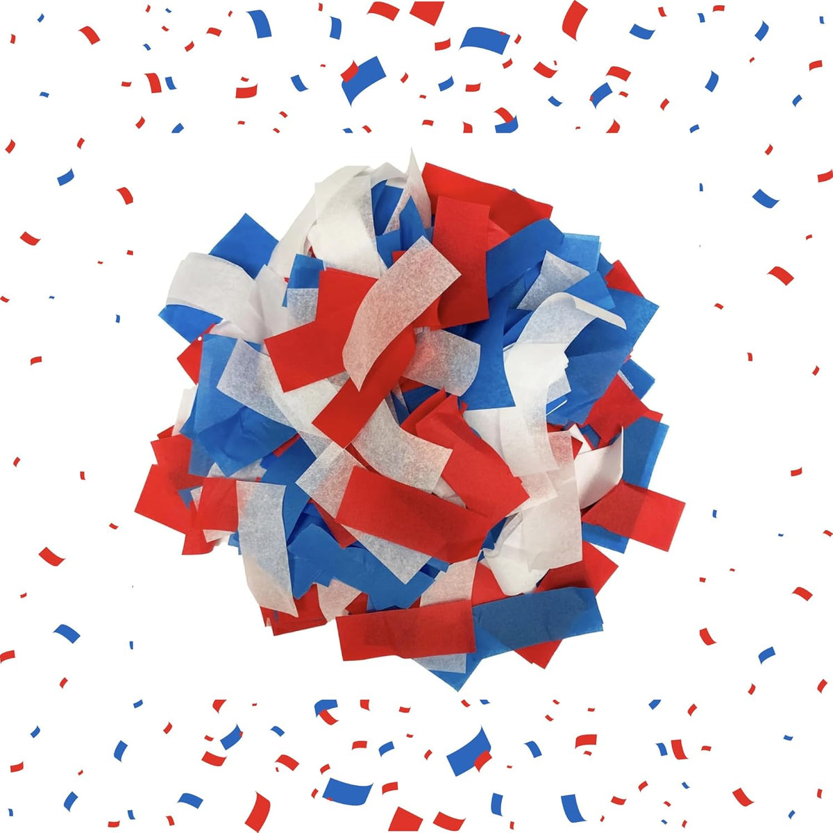 Biodegradable Confetti Red, White & Blue - Rectangular Fluttering Tissue Paper Confetti for Cannon