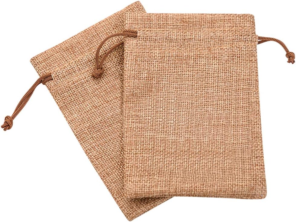 Lucky Monet 25/50/100PCS Burlap Gift Bags Wedding Hessian Jute Bags Linen Jewelry Pouches with