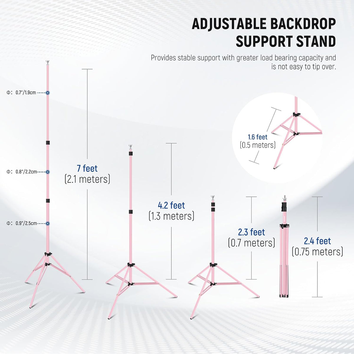 Neewer Photo Studio Backdrop Support System, 10ft/3m Wide 6.6ft/2m High Adjustable Background Stand