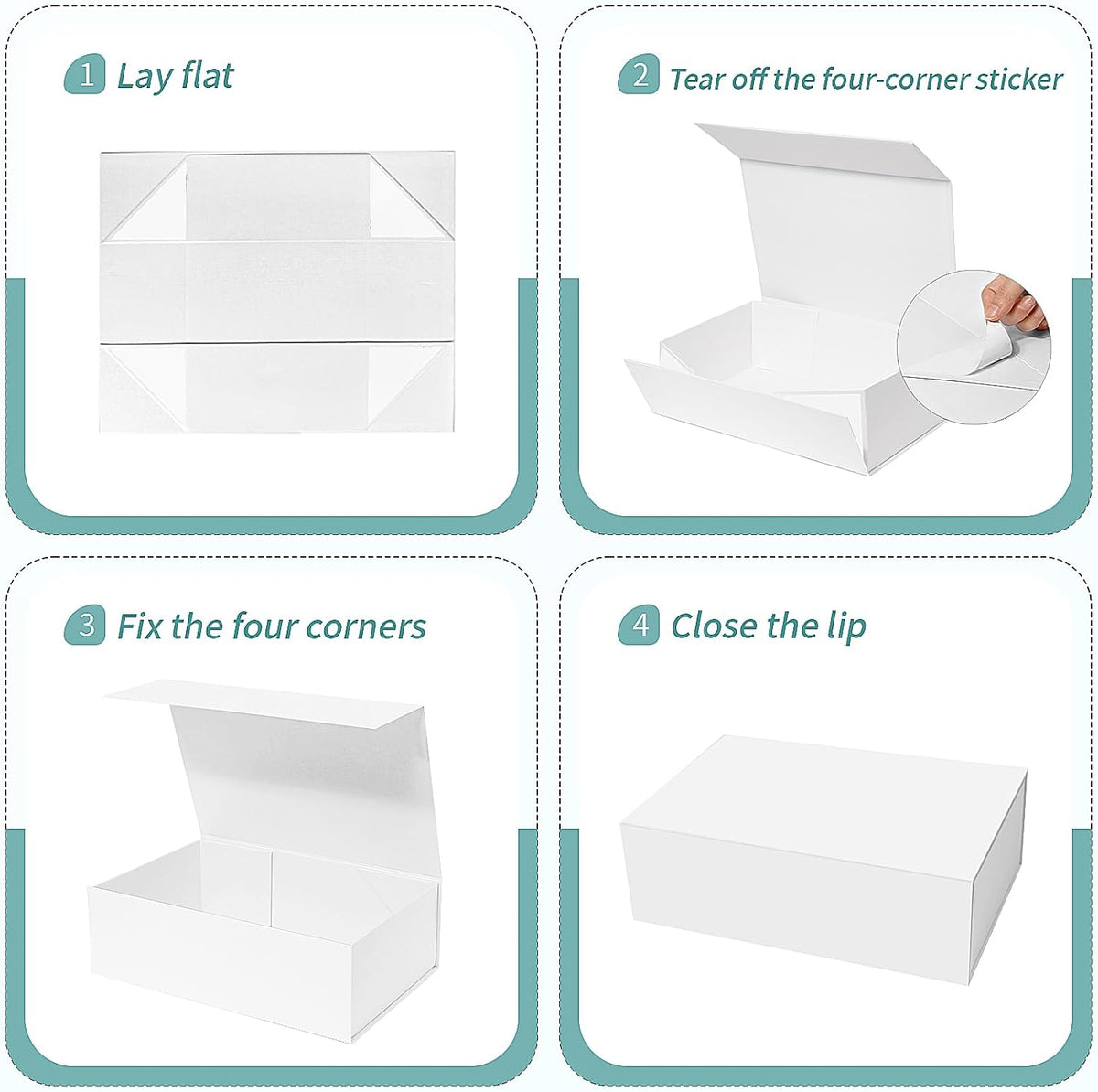 Rinrda 5 Pack Large White Gift Box,13.75"x9"x4.5", Gift Boxes with Magnetic Lids for Presents