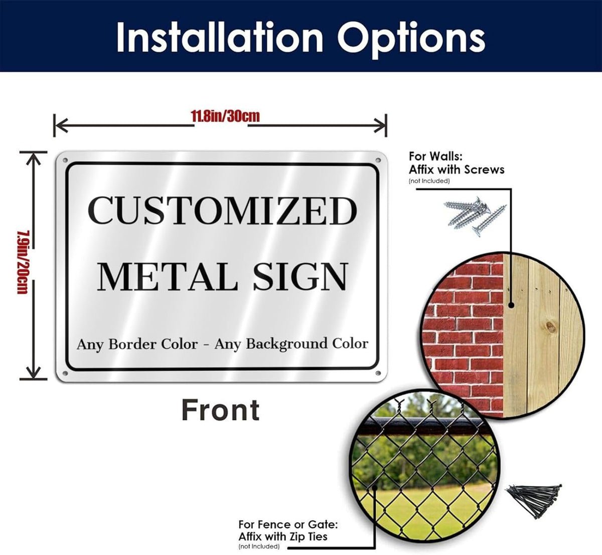 Custom Signs Outdoor Metal - 12 x 8 Personalized Aluminum Rust-Proof Entrance Garden Hazard