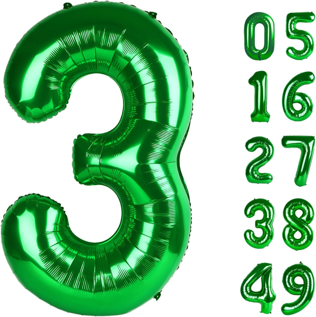 40 Inch Green 3 Large Number Balloon, 3 13 23 30 33 36 Green Birthday Party Decorations, Number