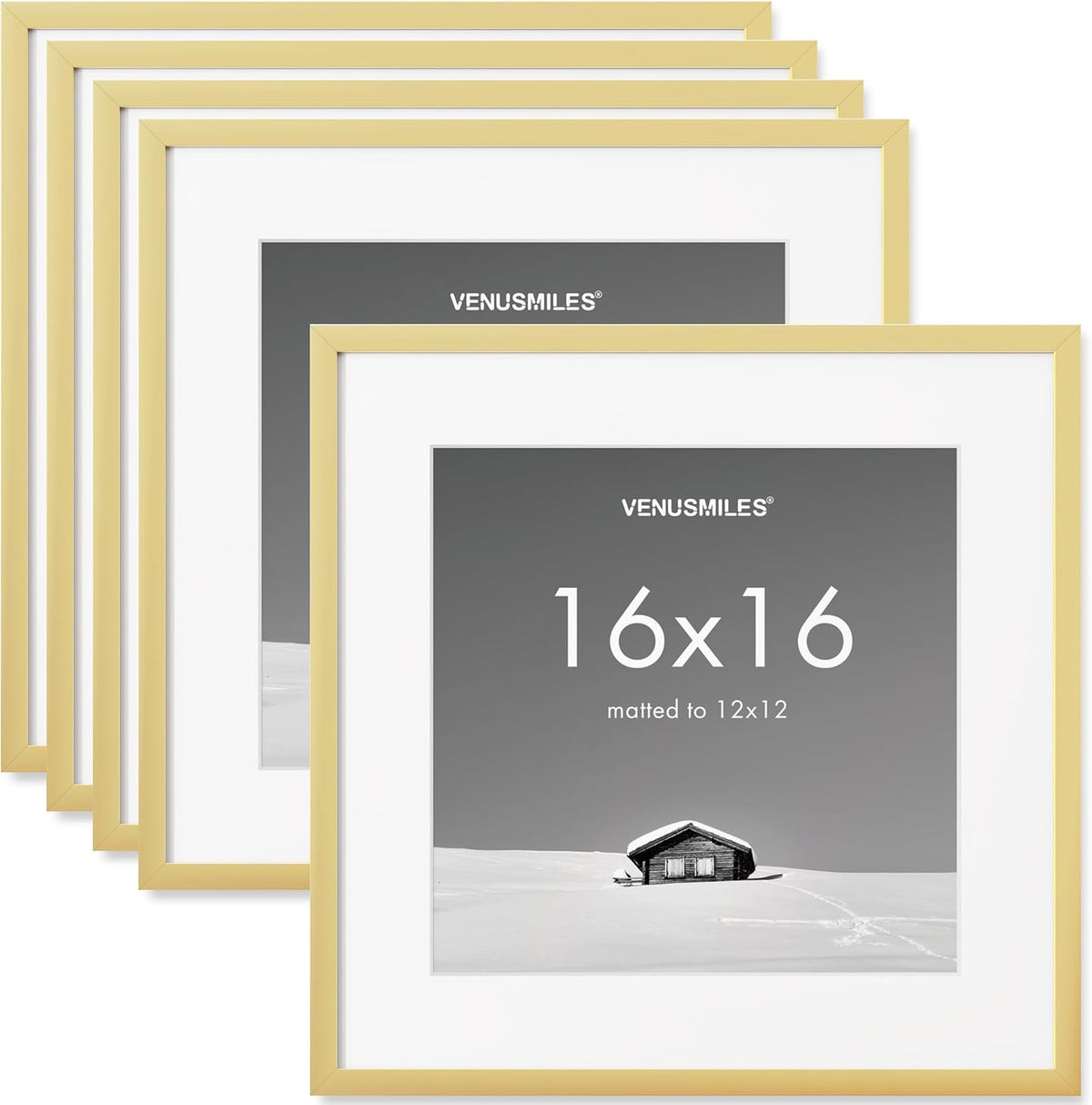 16x16 inch Picture Frame, 16x16 Photo Frames with 12x12 Removable Mat - High Definition Plexiglass