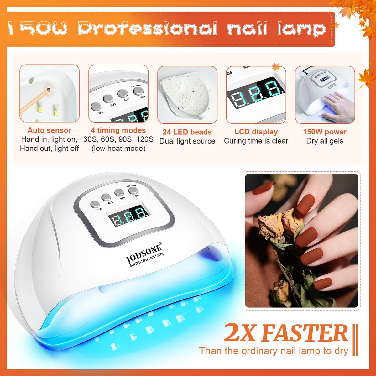 JODSONE 36 Pcs Gel Nail Polish Kit with U V Light of 32 Color Gel Polish Nail Collections Base and