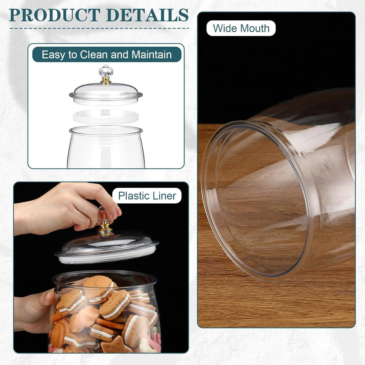 Nuogo 6 Pcs Plastic Candy and Cookie Jar with Lids Decorative Apothecary Jars Candy Buffet