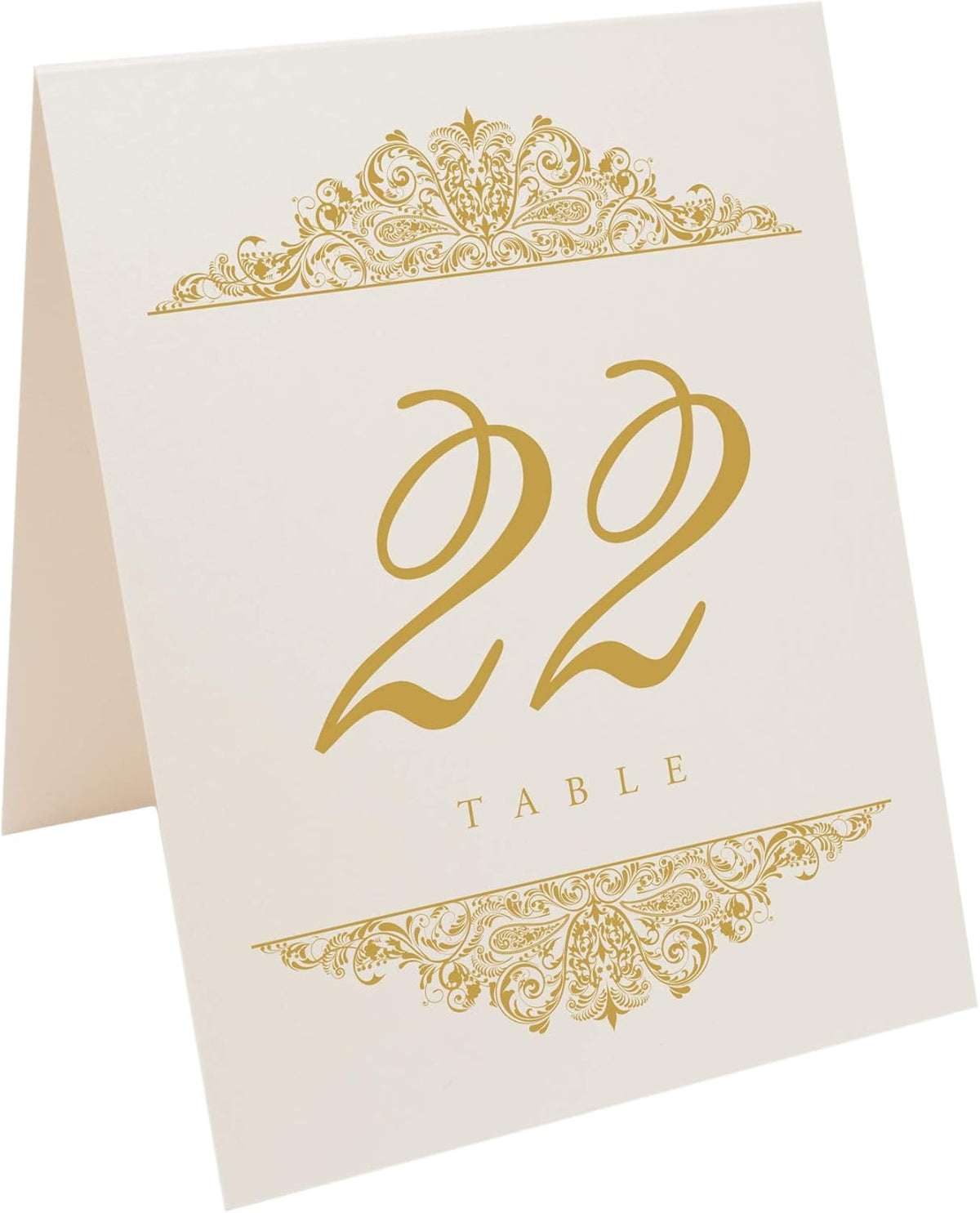 Paisley Wedding Table Numbers (Select Color/Quantity), Champagne, Gold, 1-35, Double Sided, Tent or