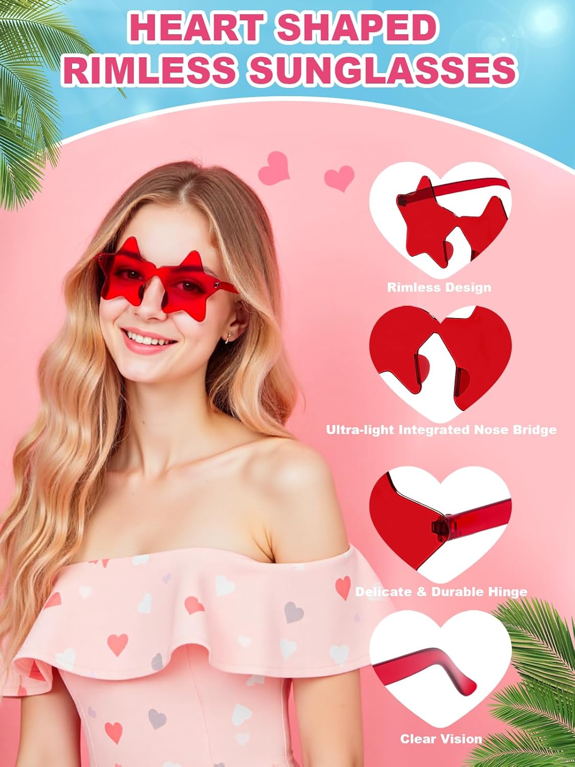 12 Pairs Star Kids Sunglasses Bulk Colorful Rimless Star Glasses for Women Adults Fun Trendy