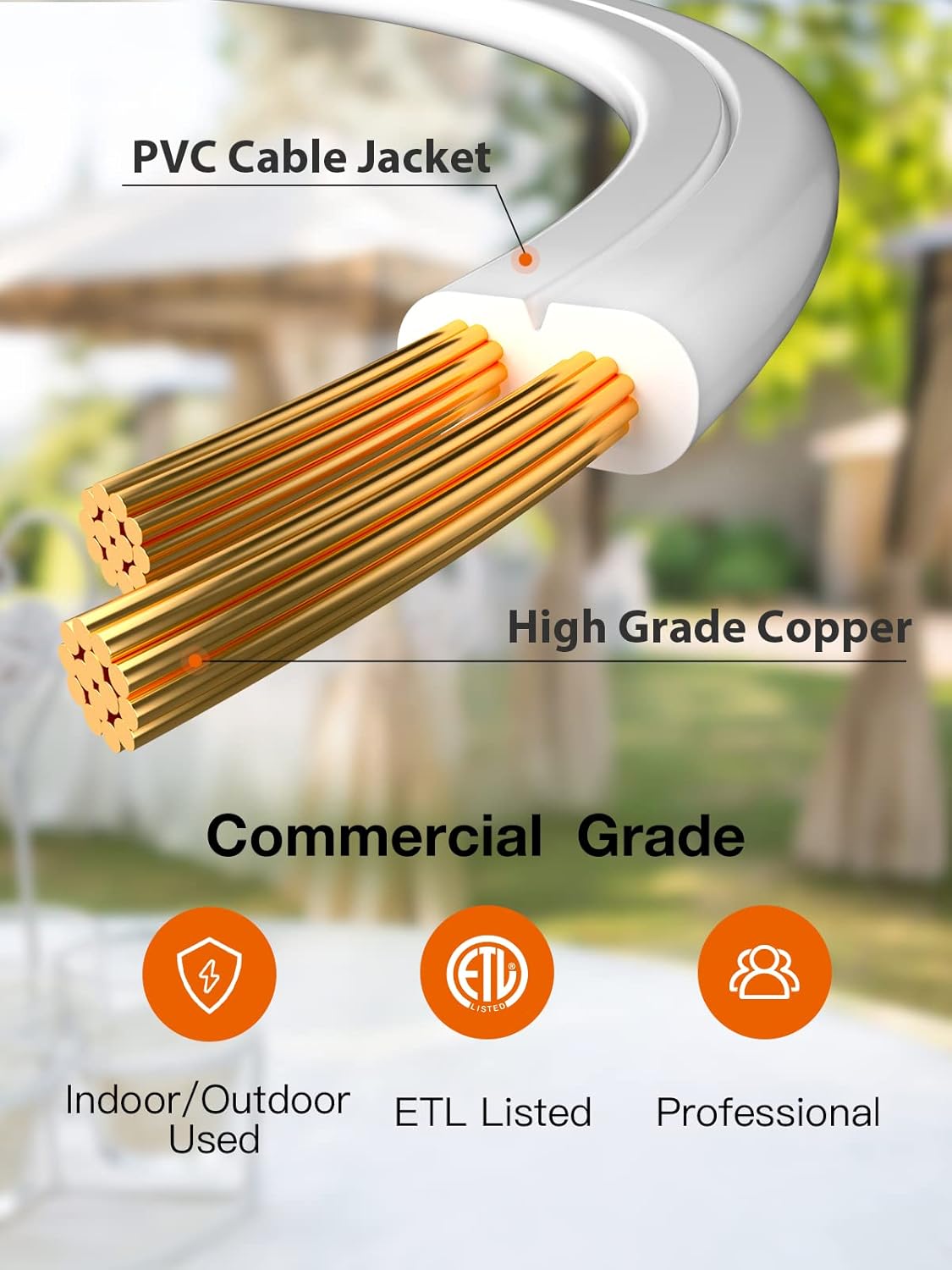 addlon 96FT(48FT*2) Outdoor String Lights White Commercial Grade Weatherproof Strand, 36 Edison
