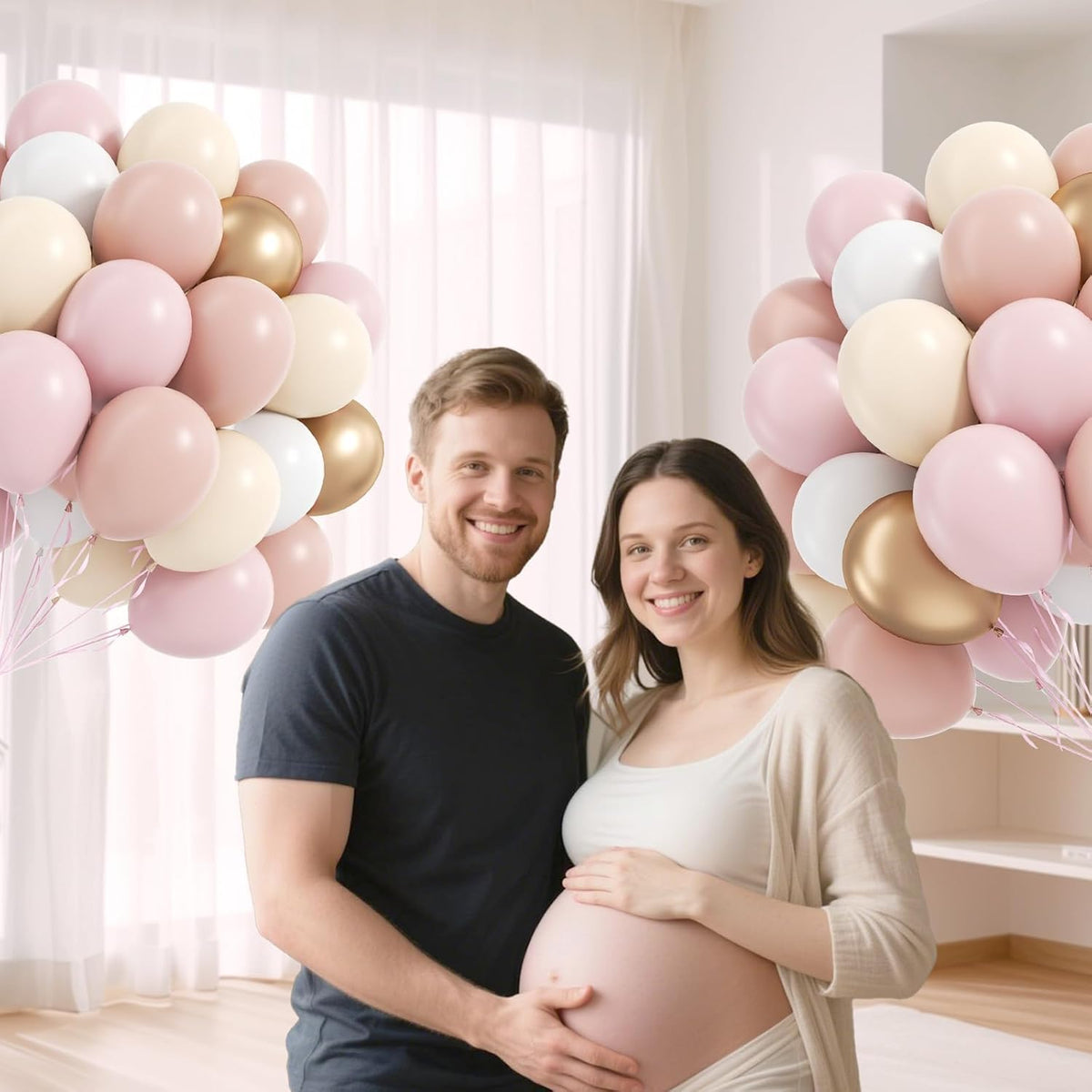 60pcs Dusty Pink Balloons 12inch with Pastel Pink Sand White Metallic Gold Balloons for Bridal Baby