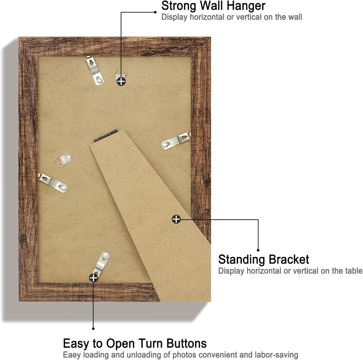 6x9 Picture Frame Set of 4, High Definition Real Glass Rustic Wood Frame, 6 x 9 Photo Frames for