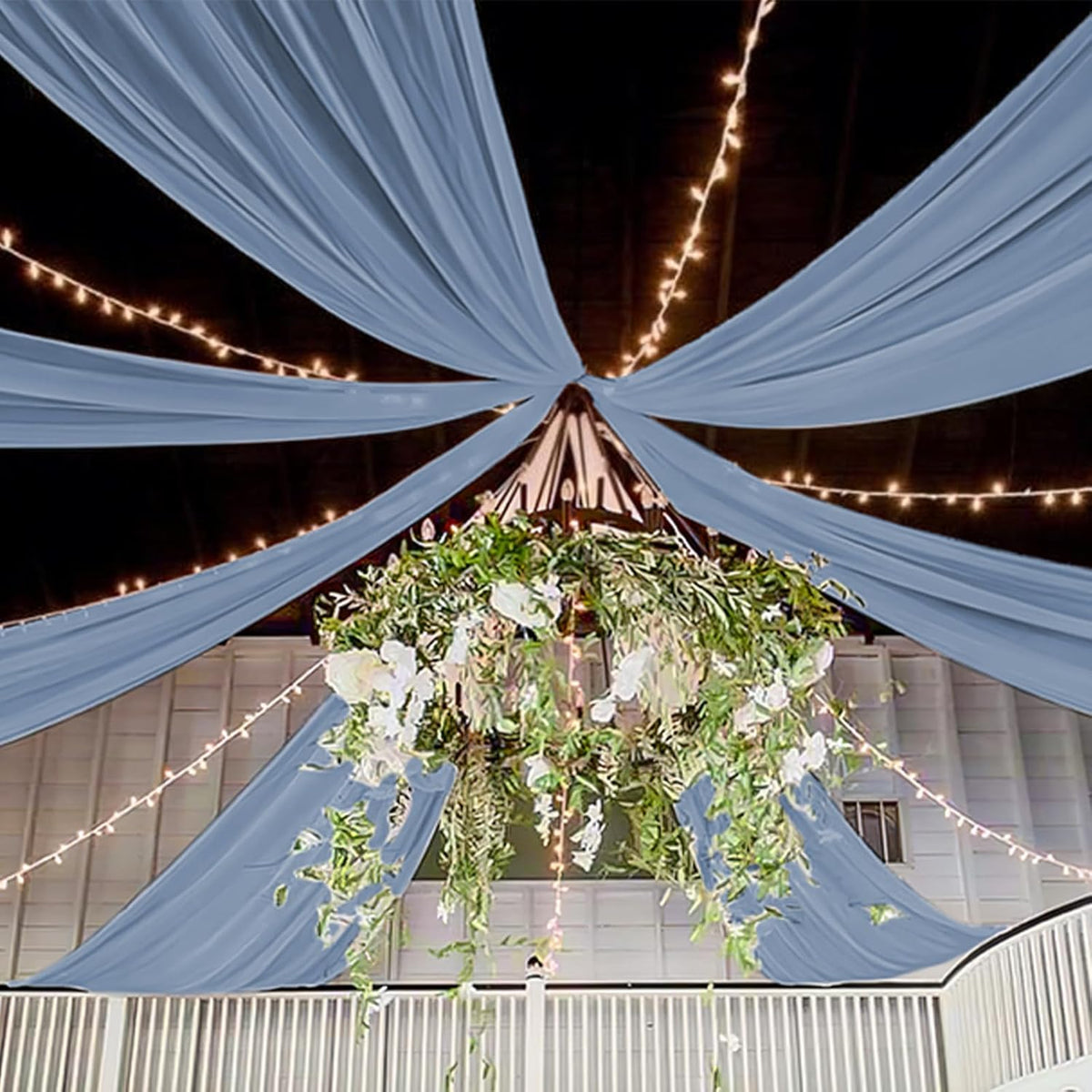 6 Panels Dusty Blue Ceiling Drapes for Wedding 5ftx10ft Chiffon Fabric Arch Draping Curtains Sheer