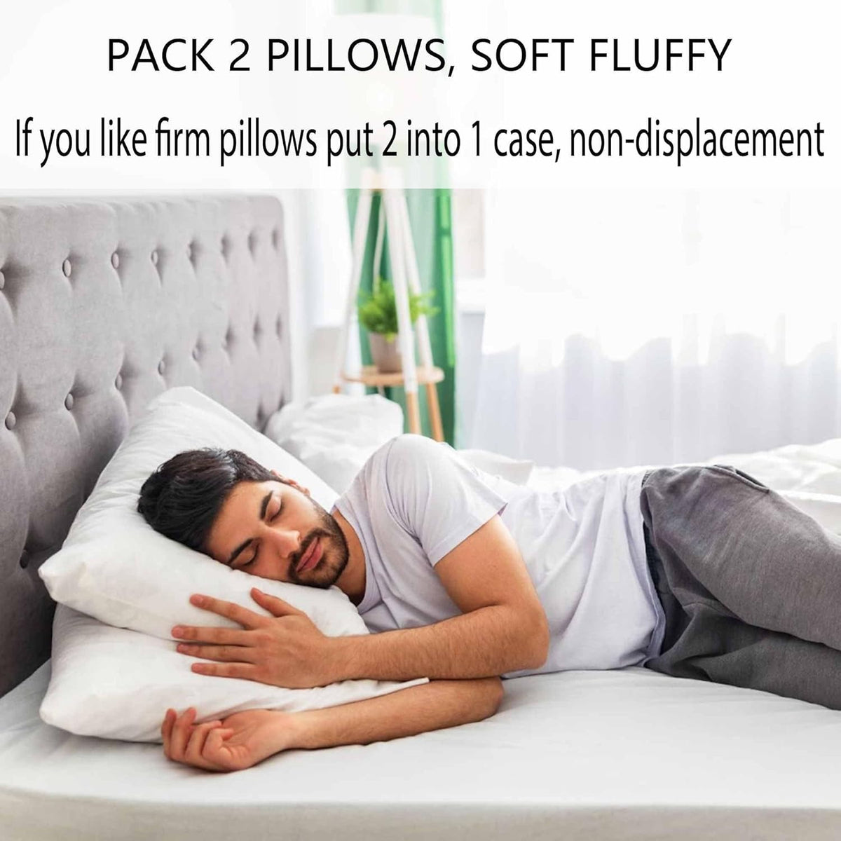 Ultra Thin Flat Soft Bed Pillows Standard Size Set of 2 Pack for Sleeping 20"x26", Hypoallergenic