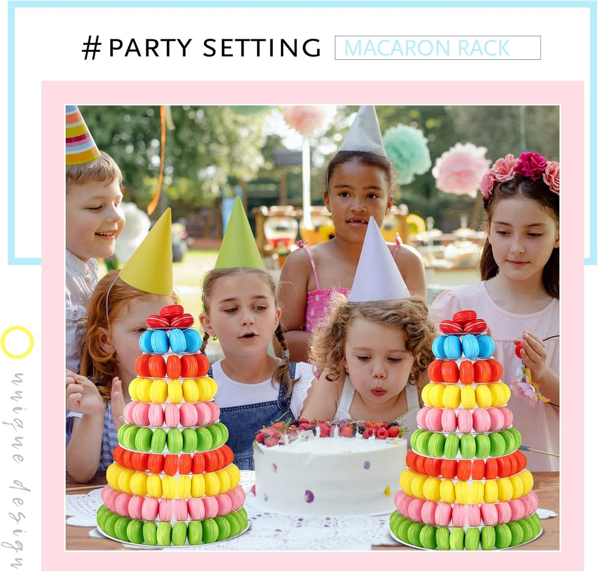 Juexica 10 Tiers Round Macaron Tower Stand Plastic Cake Display Rack Macaron Display Wedding