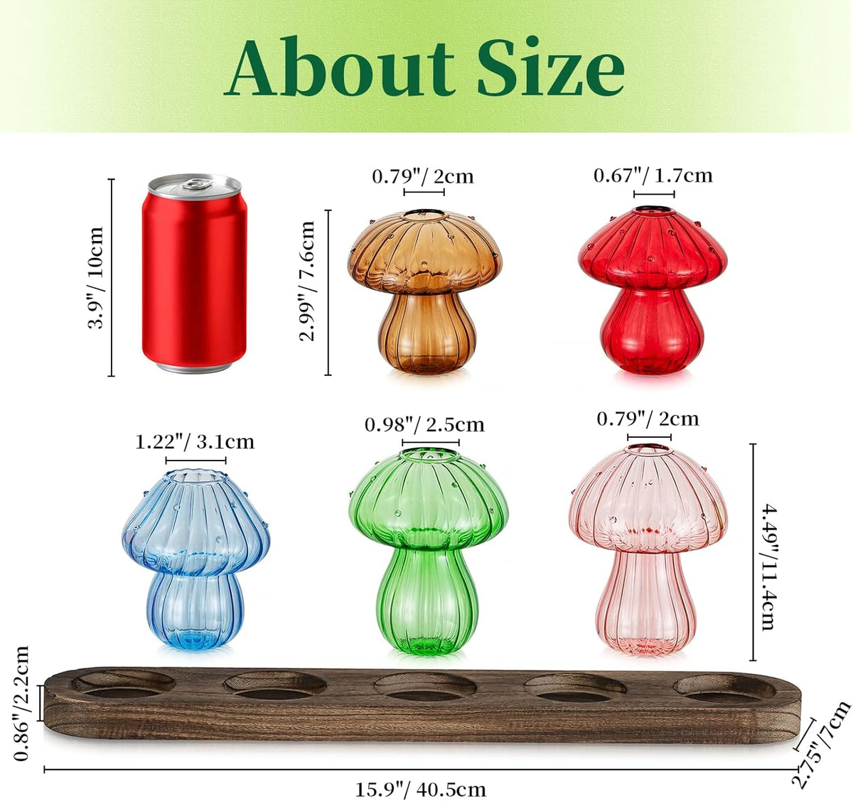 Glass Propagation Station for Plant: Mushroom Planter with Wooden Stand for Home Office Decor