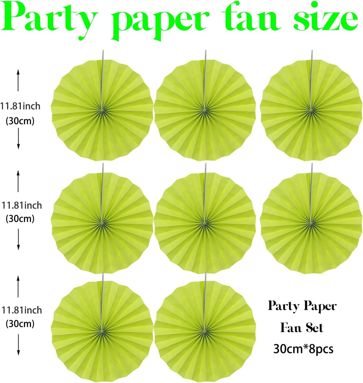 BARTHEW Green Graduation Party Decor, Tropical Party Decorations, 12in Hanging Paper Fans 30 Color