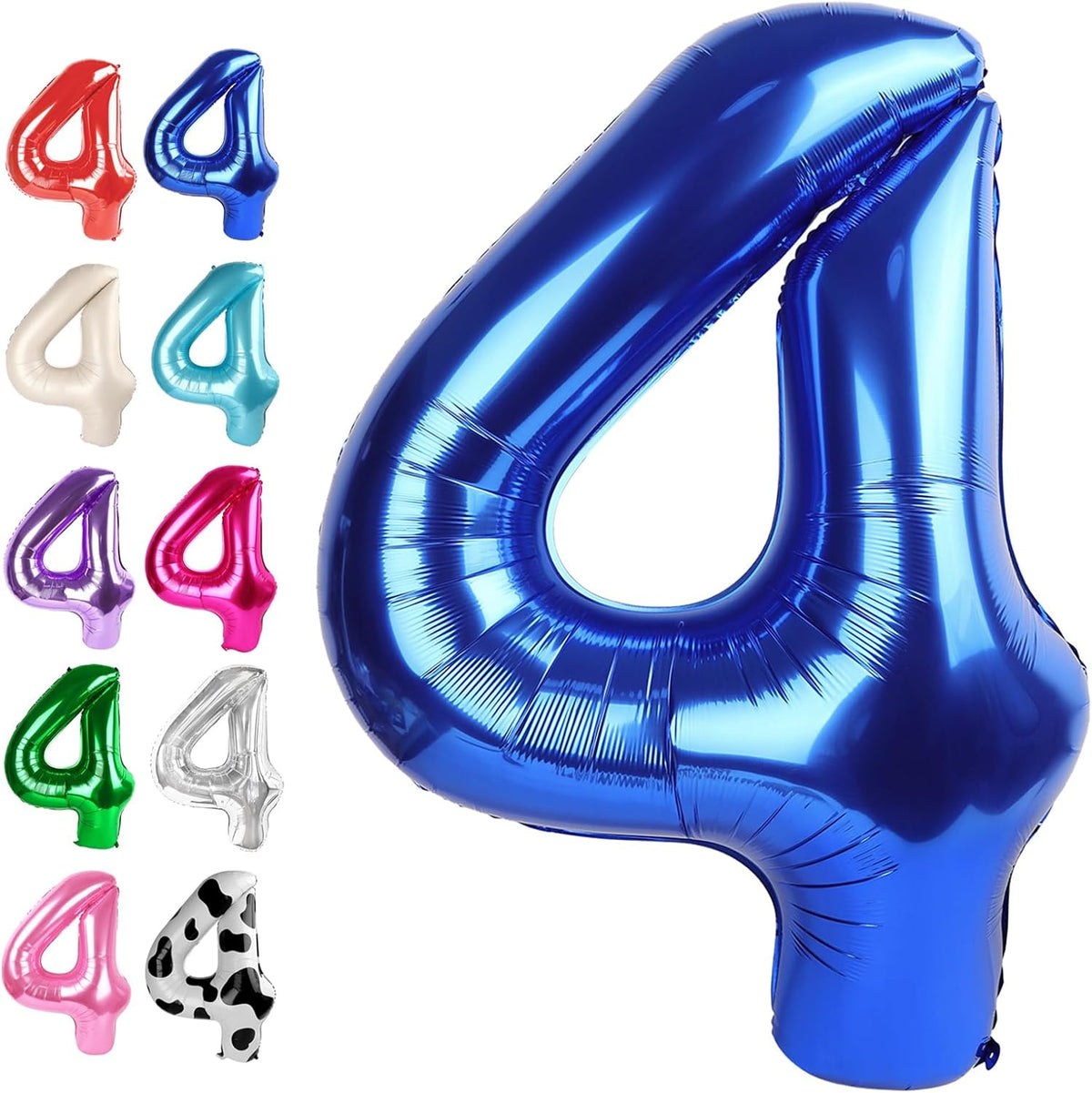 40 Inch Navy Blue Large Number 4 Birthday Balloon, Giant Number Four 14 24 34 40 44 Balloons, Foil