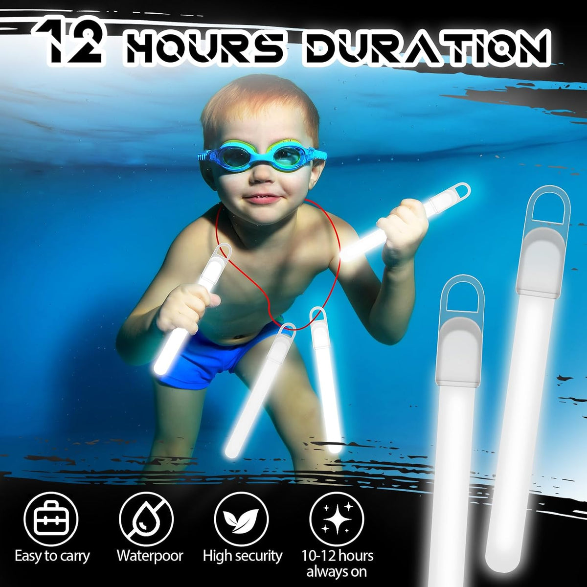 Lewtemi 50 Set 4'' Glow Sticks Bulk, Hallowee Glow in The Dark Party Supplies, Emergency Light