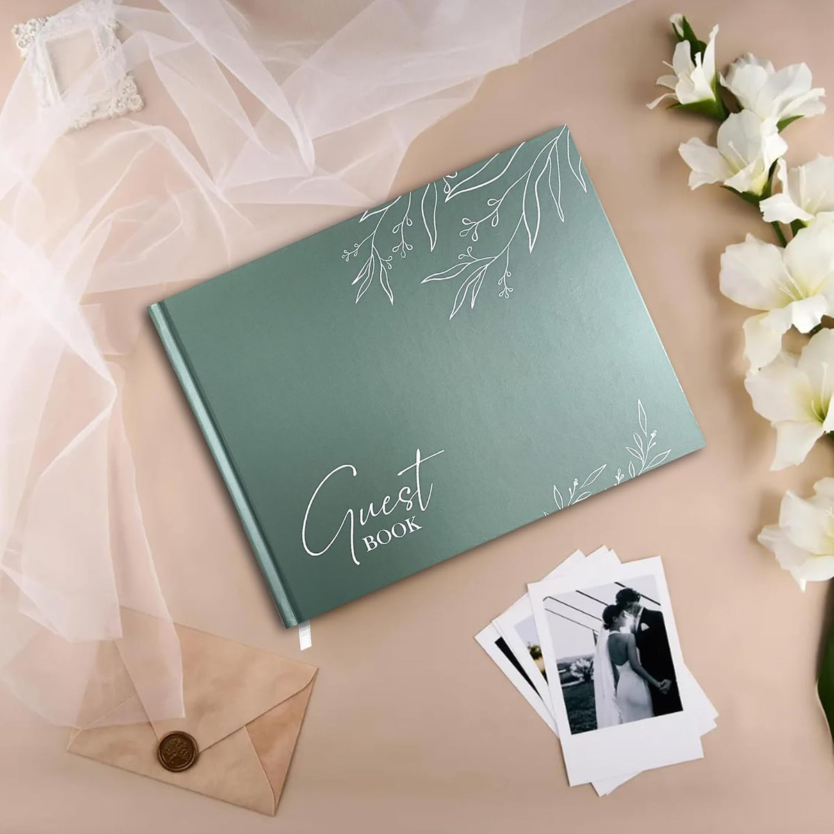 Mr&MrsGifts Elegant Wedding Guest Book Wedding Reception Hard Cover Guest Sign in Book for Bridal
