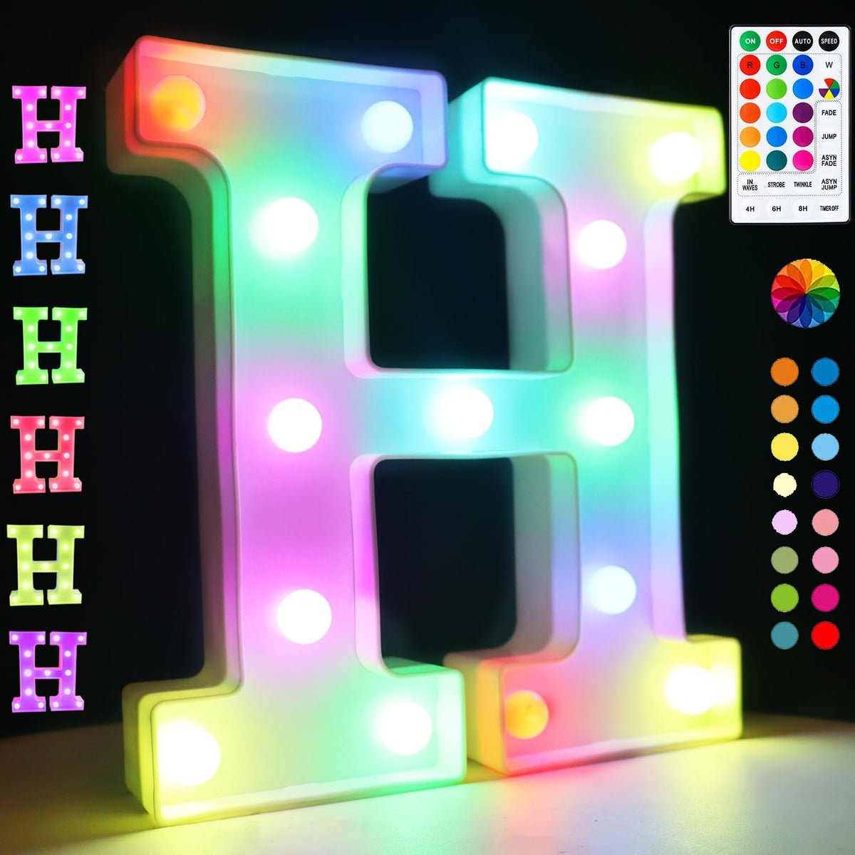 Light Up Colorful LED Marquee Letter lights, 18 Colors Changing Alphabet Letters Sign with Remote