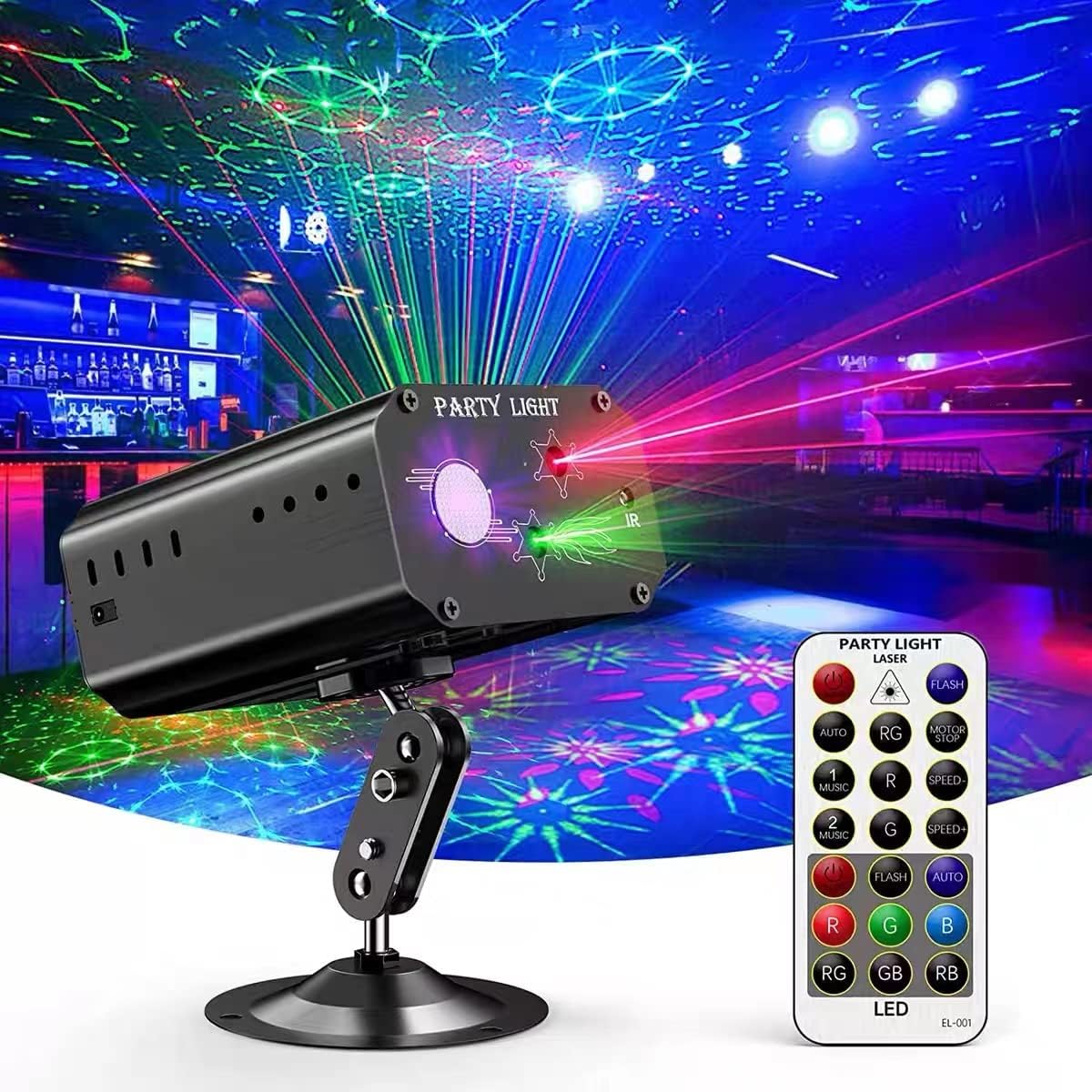 Mini Party Lights Dj Disco Strobe Stage Lights Sound Activated Laser Llights Projector with Remote