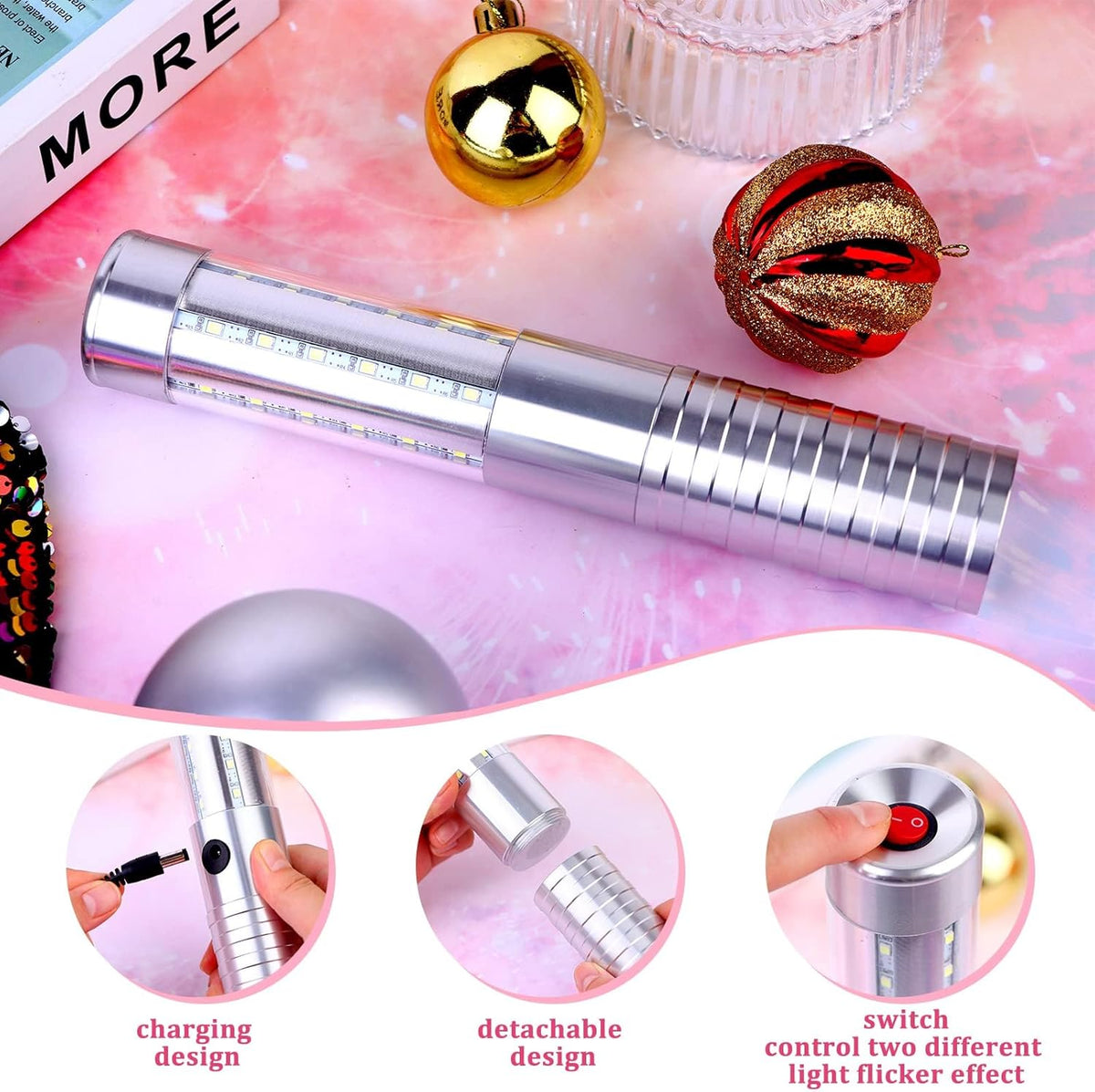 6 PCS Strobe Baton Light Bottle Service Lights Sparklers Reusable Champagne Bottles Handheld Light