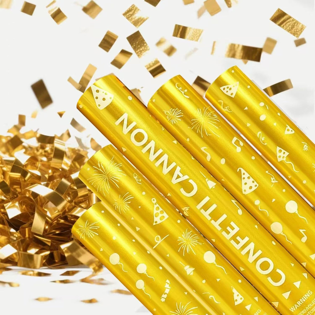 12 Inch Confetti Cannons – 5-Pack Gold Confetti Poppers for Graduation, Birthday, and New Year’s