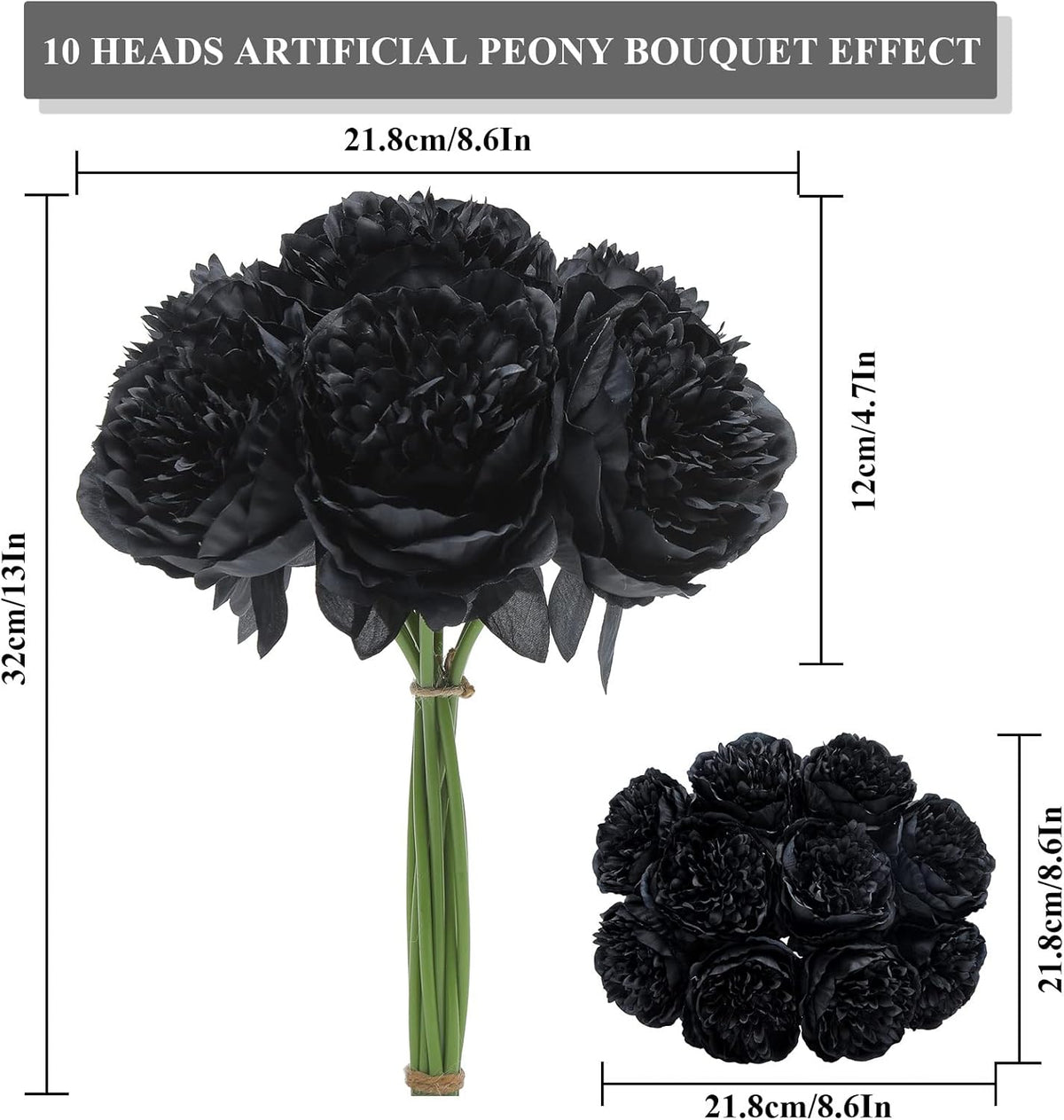U'Artlines 10 Heads Artificial Peony Silk Flower Leaf Home Office Wedding Party Festival Bar Decor