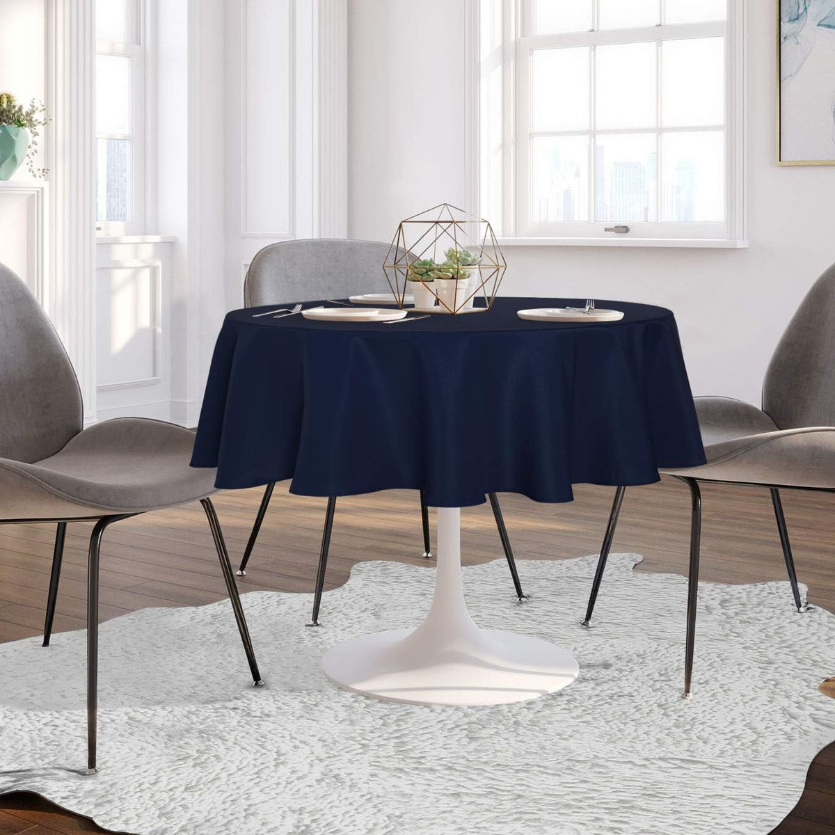 sancua 60 Inch Round Tablecloth (Fits 20-48 Inch Tables), Water Resistant Spill Proof Washable