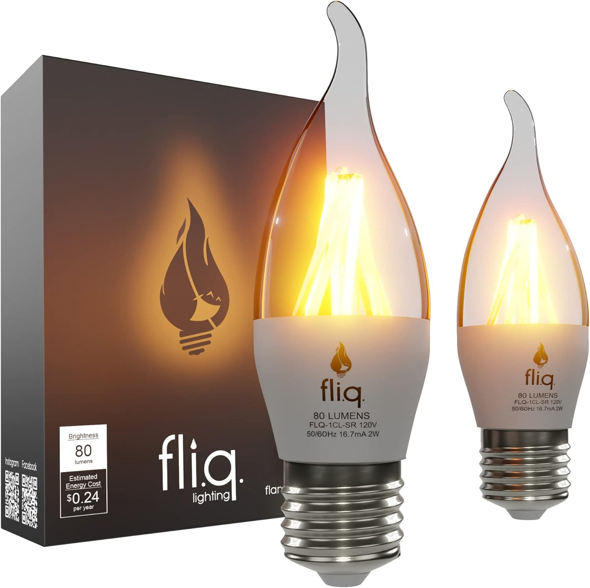 Fliq | LED Flame Light Bulb | 2 Pack | 2W | 4 Modes | Flickering Flame Bulb | 2023 Release |