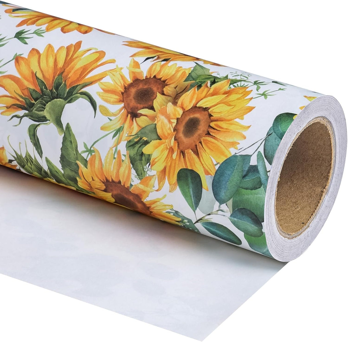 WRAPAHOLIC Kraft Sunflower Wrapping Paper Roll - Mini Roll - 17 Inch x 33 Feet - Perfect for