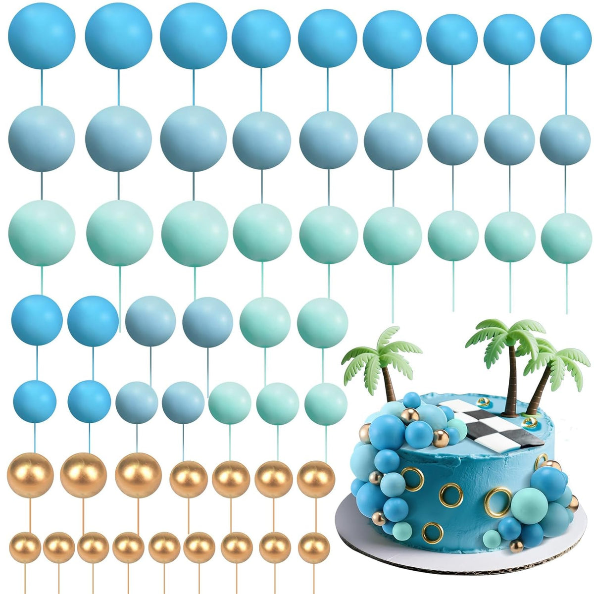 Tondiamo 108 Pcs Balls Cake Topper DIY Cupcake Insert Foam Balloons for Cake Baking Wedding