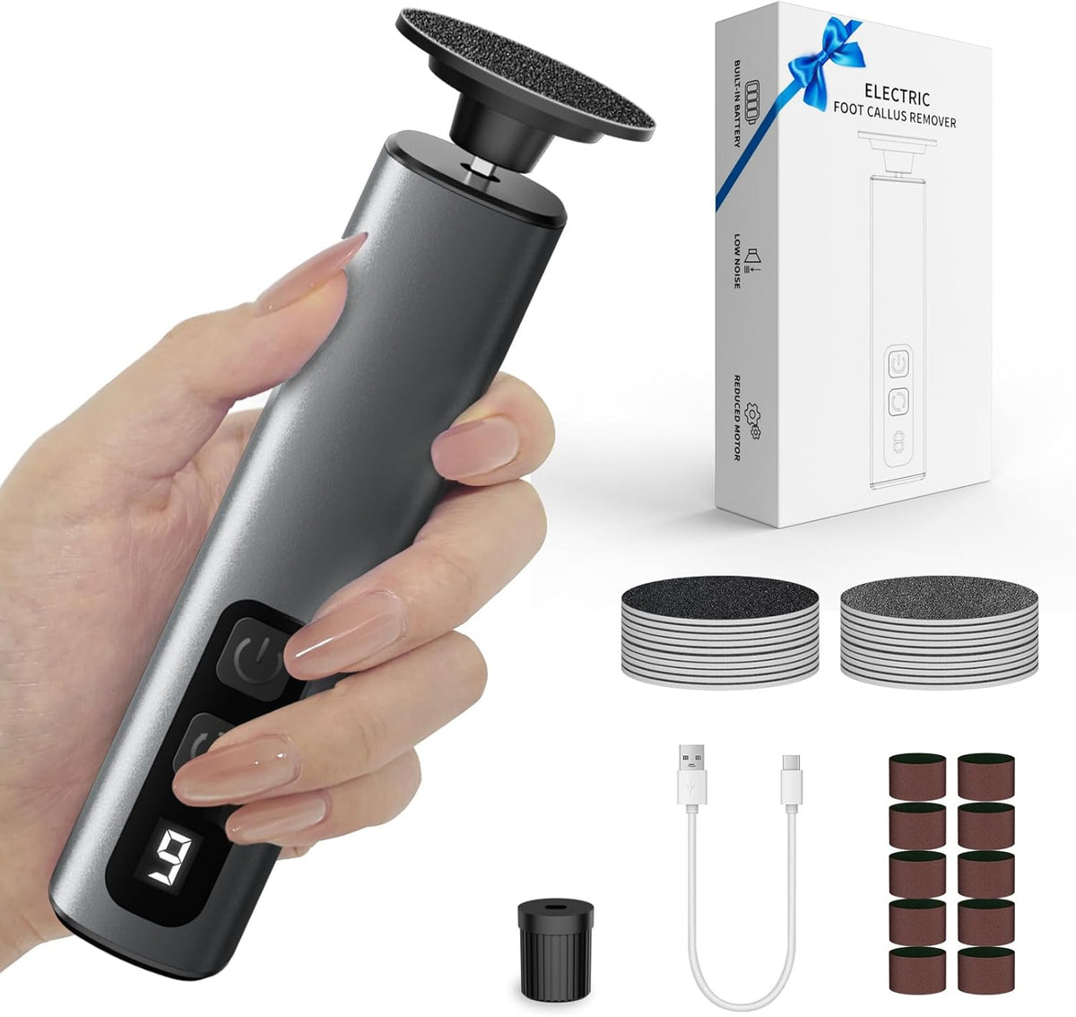 Electric Callus Remover for Feet,Professional Foot File Scraper with 9 Adjustable