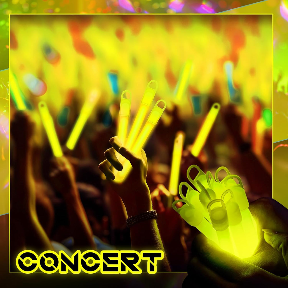 Lewtemi 4" or 6" 100 Pack Bright Glow Sticks Bulk, Glow in The Dark Party Supplies Birthday and