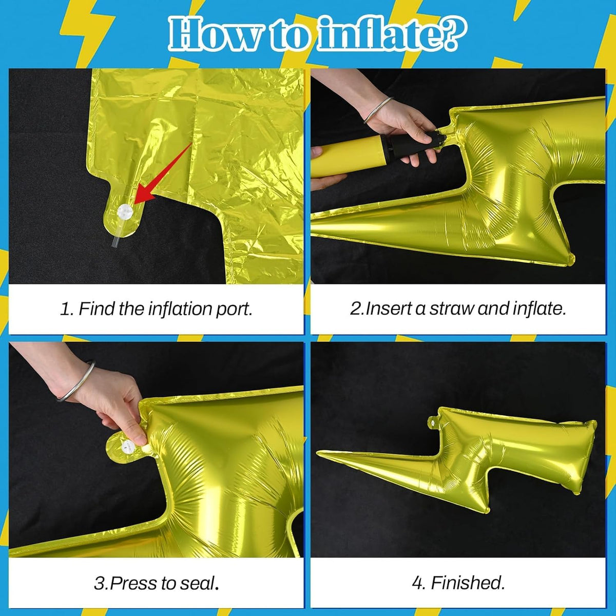 Red Yellow Blue Balloons,Cartoon Theme Balloons with 36 Inch Lightning and 22 Inch Star Foil