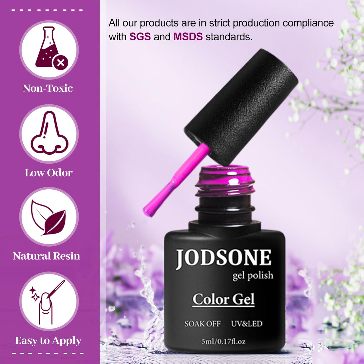 JODSONE 32+4 Pcs Gel Nail Polish Kit Soak Off Gel Polish Set Glitter Gel Nail Kit Nail Art Salon