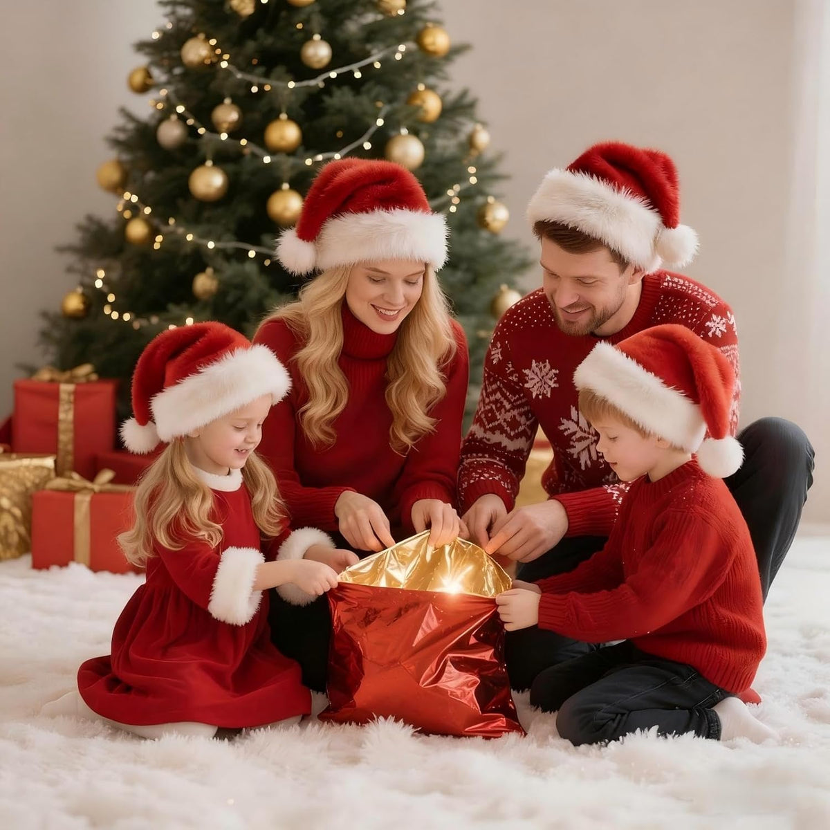 Christmas Hats, Santa Hat for Kids/Baby Unisex Warm Comfort Red Velvet Holiday Xmas Hat for New