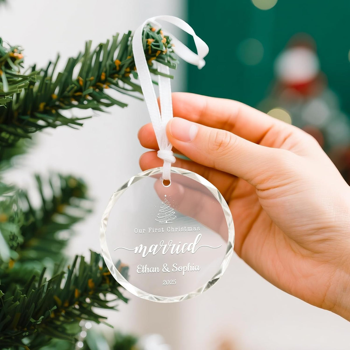First Christmas Married Ornament 2025, Bridal Shower Gifts, Custom Christmas Ornament 2025 Just