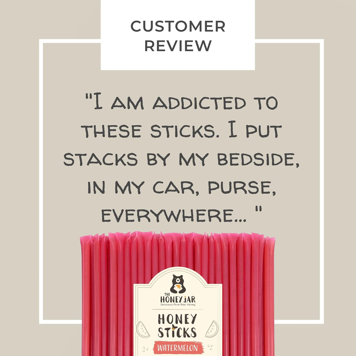 The Honey Jar Watermelon Flavored Honey Sticks - Pure Honey Straws For Tea, Coffee, or a Healthy