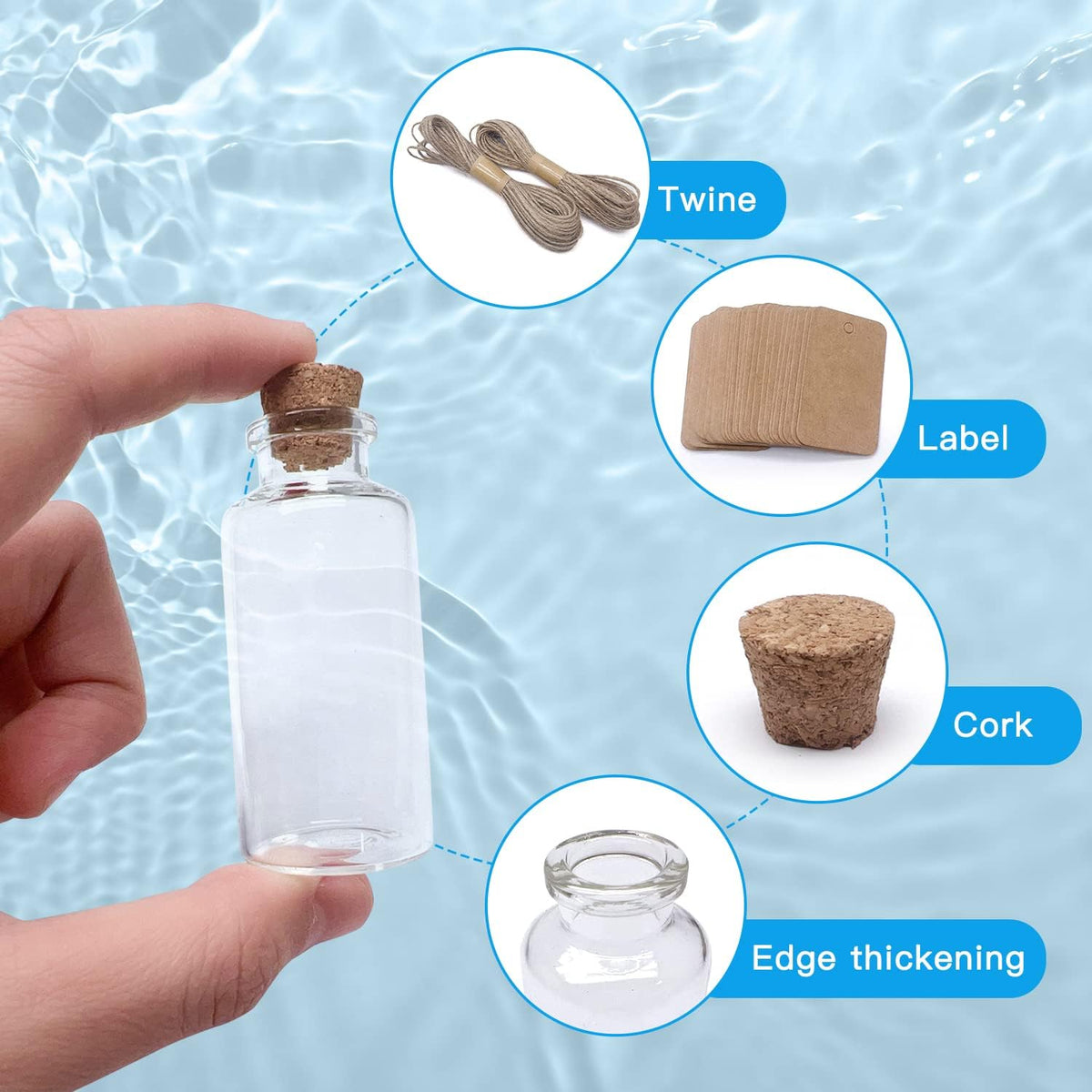80 Pack 20 ML Glass Bottles with Cork Stoppers Mini Small Glass Bottles, for Wedding Favors, Crafts