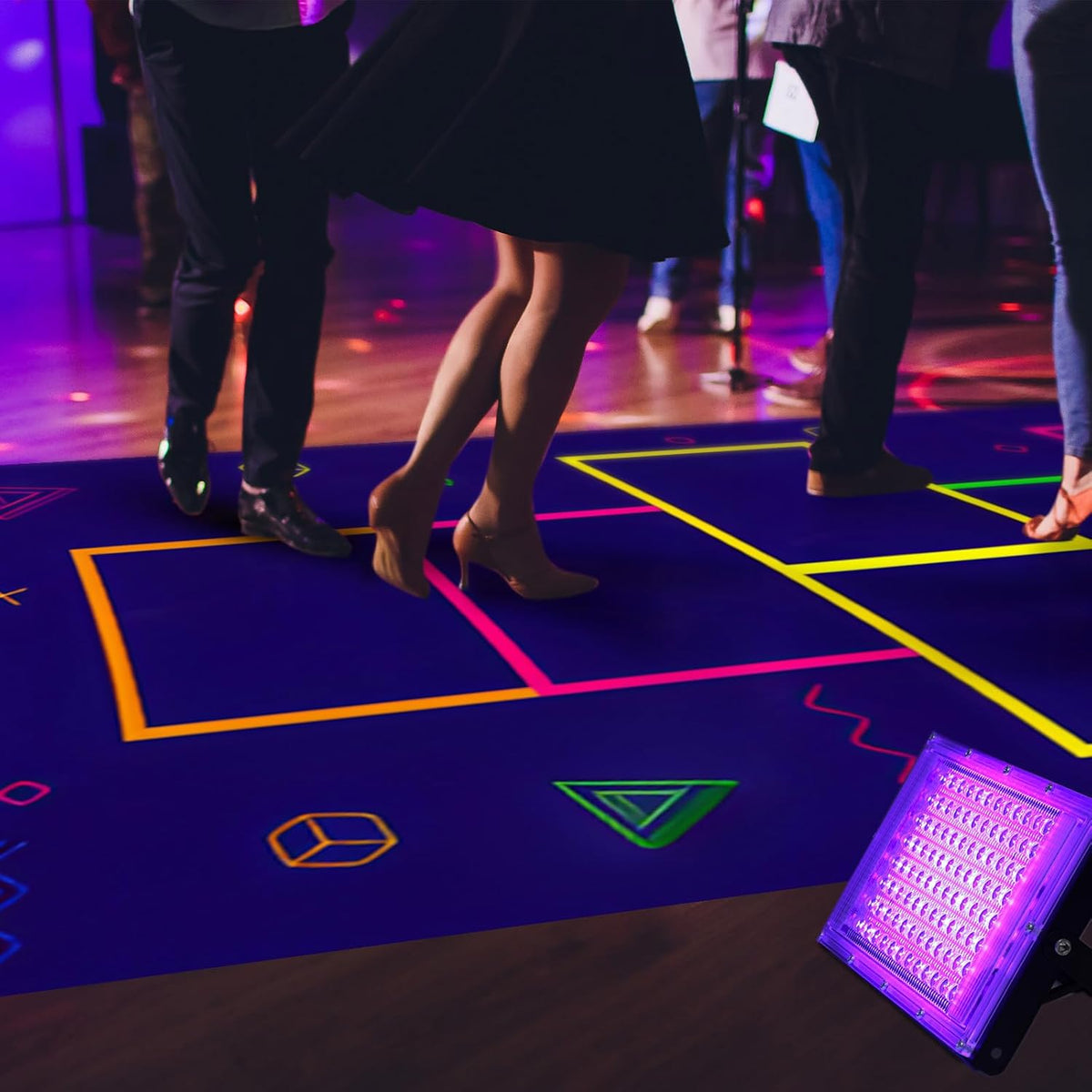 Haull 118 x 39 Inch Neon Light up Dance Floor Glow in The Dark Runner UV Reactive Blacklight Floor