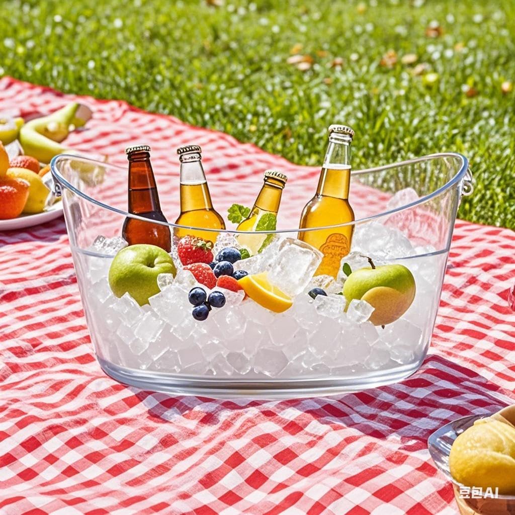 2pcs 5.5L Ice Bucket with 1pc Scoops and 1 Wine beer Bottle Opener,Large Clear Acrylic Ice Bucket