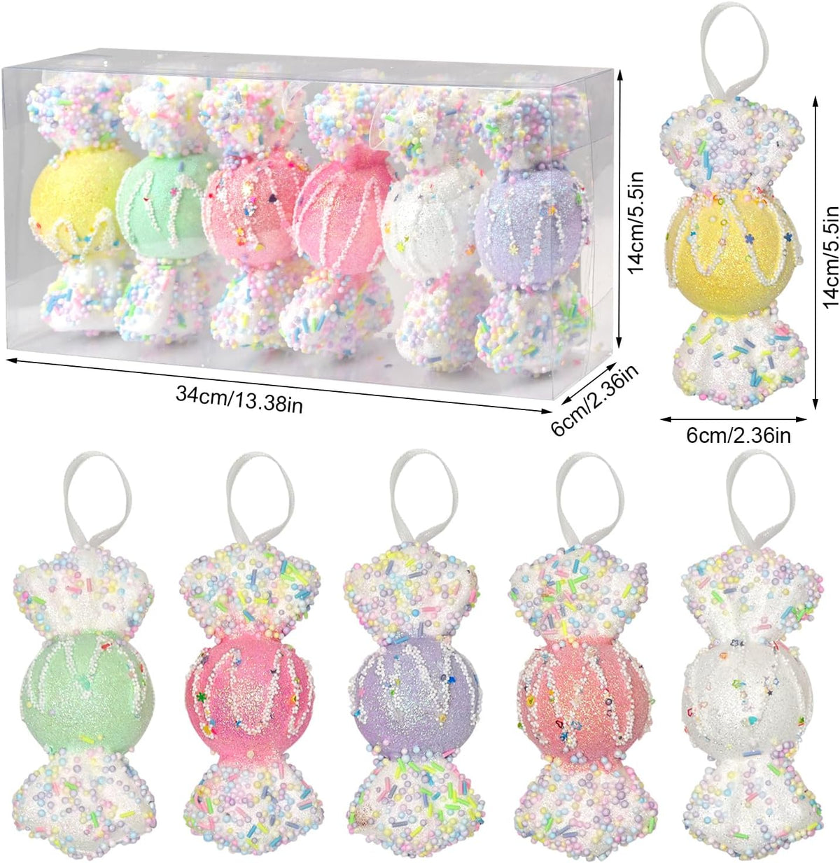 LANGXUN 6pcs Candy Land 2025 Xmas Birthday Party Wedding Suppiles Decoration, Hanging Candy Cane
