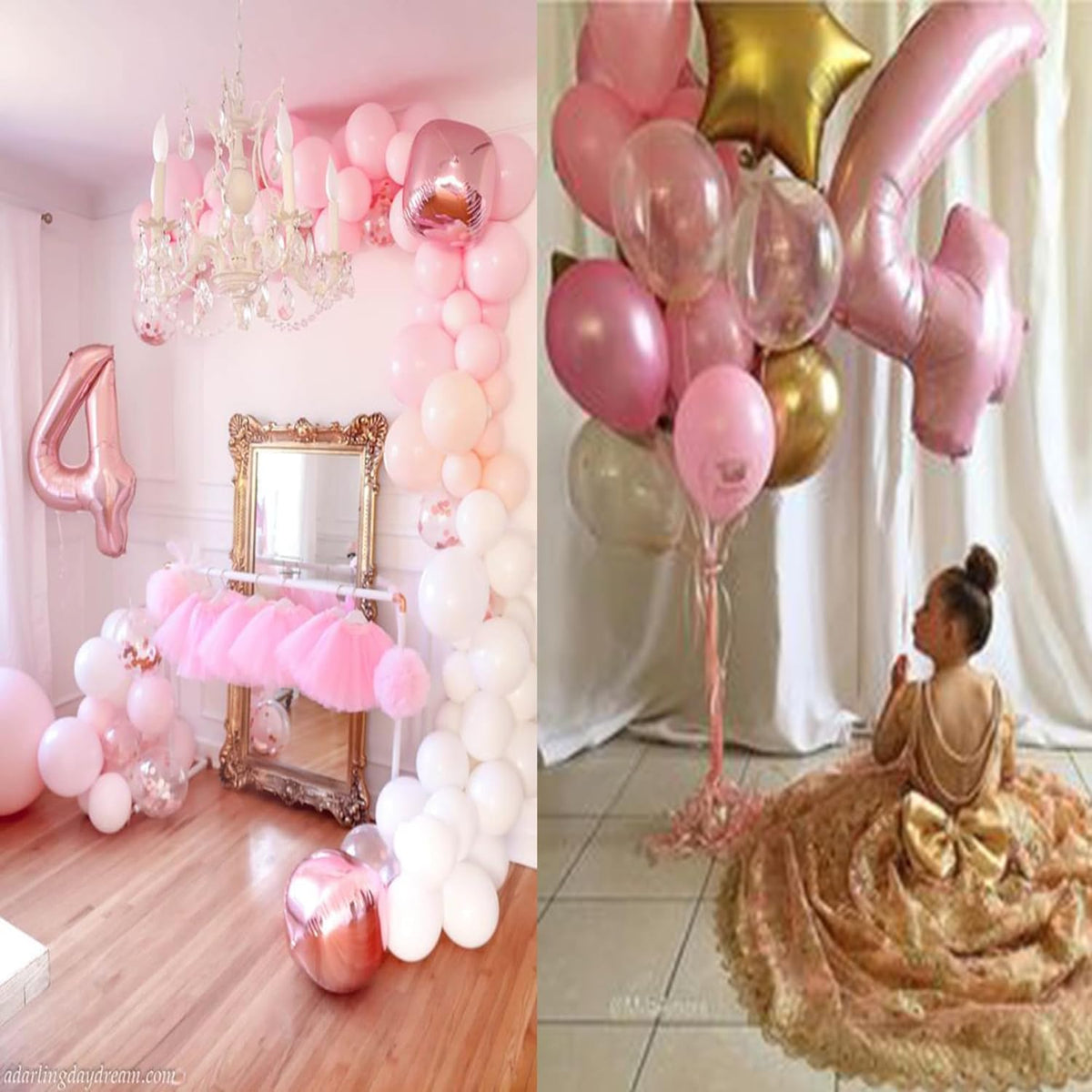 Light Pink 4 Number Balloons 40 Inch Big Foil Helium Number Balloons 0-9 Jumbo Happy 4th 40th Mylar
